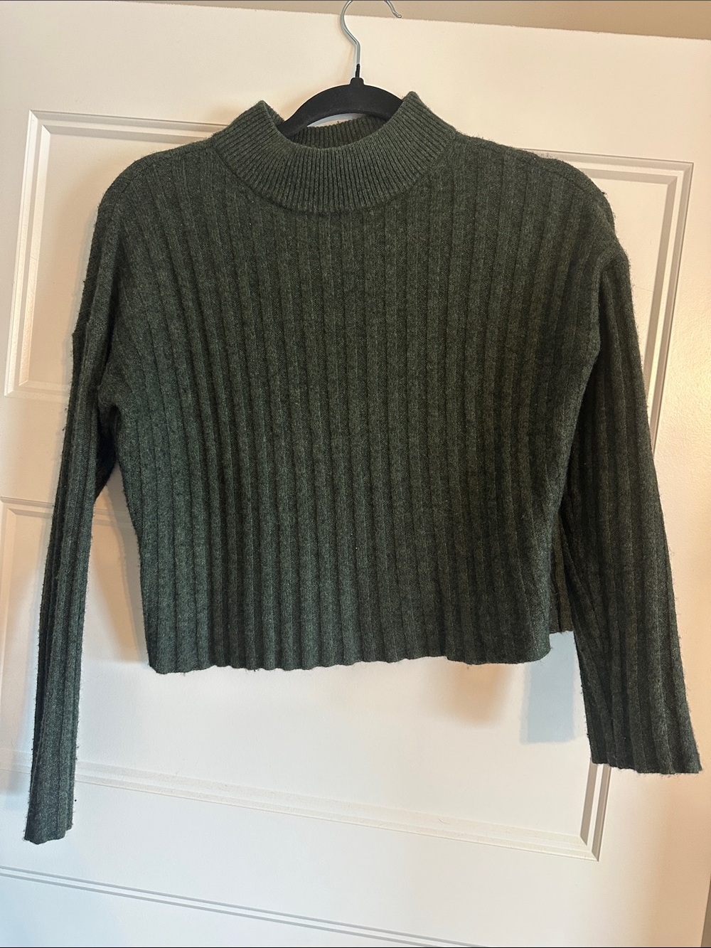 Madewell Olive Ribbed Mock Neck Sweater